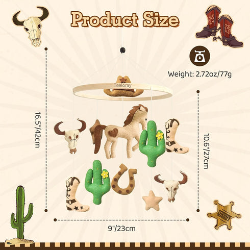 Baby Mobile for Crib Western Cowboy Crib Mobile for Boys and Girls Handmade Western Baby Stuff Cowboy Nursery Decor
