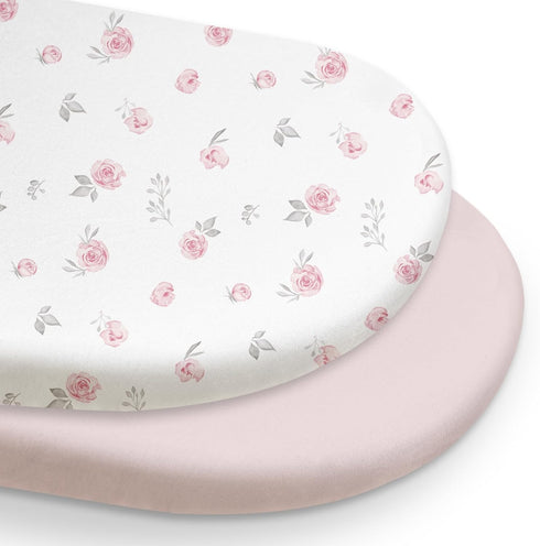 2 Pack, 100% 33"x17"(Pink) Gllquen Baby Bassinet Sheets Organic Cotton Bassinet Fitted Sheets for Girls Boys, Soft