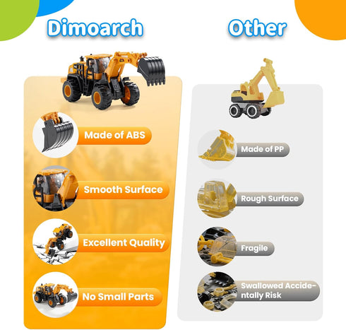 Bulldozer 3 4 5 6 Construction Truck Toys for Toddlers: Push Go Truck Sandbox Excavator Toy Trucks Vehicles Snow Plow