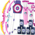 2 Pack Bow and Arrow for Kids, LED Light Up Archery Set with 24 Suction Cup Arrows and Standing Target