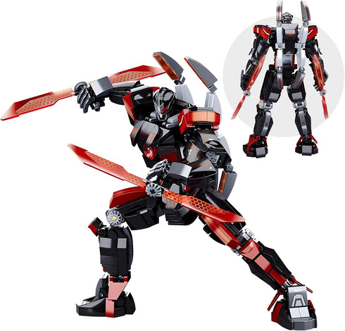 Wanderer Mech Building Blocks Set for Adults - Dark Robot Model Kit with 2 Multiple Weapons, 585 Pcs