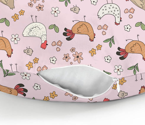Cute Chicken Boho Floral Baby Nursing Pillow Covers for Boy Girl Chickens Flowers Leaves Nursery Slipcovers