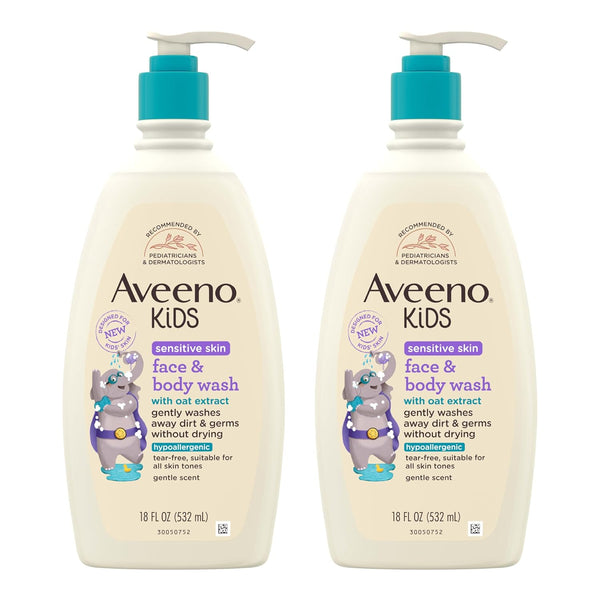 Aveeno Kids Sensitive Skin Face and Body Wash with Oat Extract, Gently