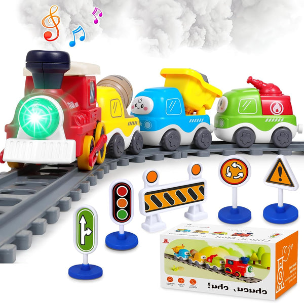 Electric Train Set for Toddlers 3-5 4-8 with Train Tracks Set Lights