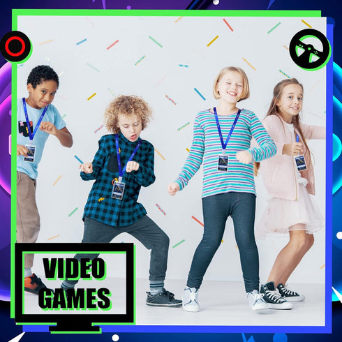 24 Pieces VIP Video Game Pass Holder with Lanyard for Game Themed Birthday Party Supplies