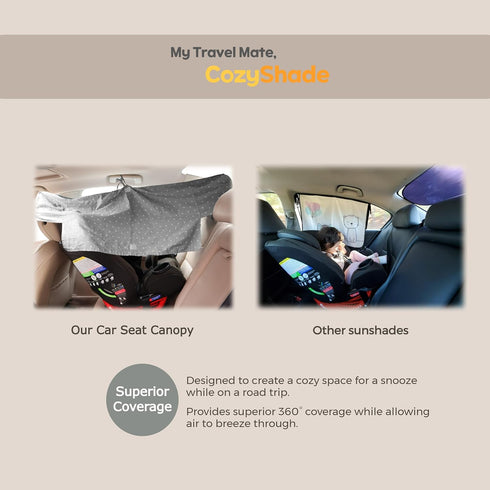 Universal Convertible Car Seat Cover - Backseat Shade & Sun Shade Visor Extender for Baby & Toddler - Rear & Forward