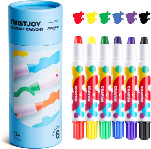 Jar Melo Jumbo Crayons for Toddlers, 6 Colors TwistJoy Non Toxic Washable