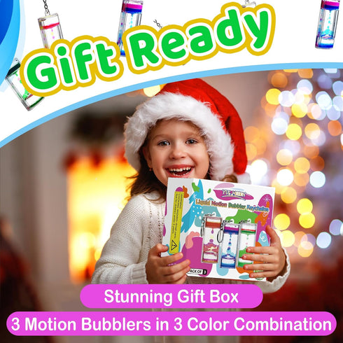 YUE MOTION Liquid Motion Bubbler Keychains, Mesmerizing Sensory Fidget Toys for Gifts and Party Favors