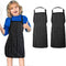 Kids Apron 2 Pack, Adjustable Strap with Pockets for Cooking, Art, Baking, Black Stripes