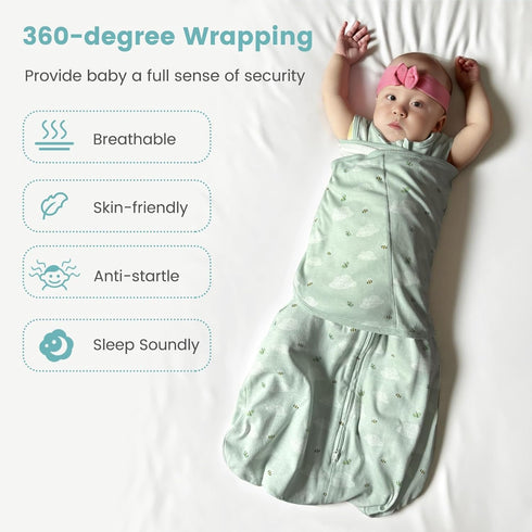 1.0 0-6 Baby Swaddle Sleep Sack, Tog New-Parent-Friendly Swaddle for Newborns & infant Months Baby Wearable Blanket