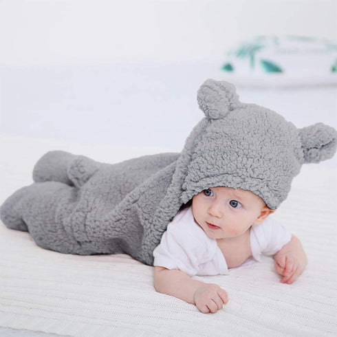Soft Plush Newborn Swaddle Blankets - Adorable Infant Girls Clothes in Grey