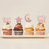 36 PCS Baby Shower Girl Cupcake Toppers, Moon Glitter Star It's a Girl Sweet Baby Gender Reveal Picks, Rose Gold