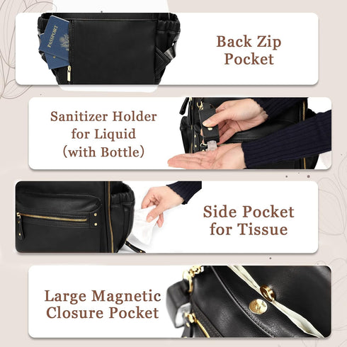 Backpack Backpack 11 2 miss fong Small Diaper Bag Mini Diaper Bag Mini with Pockets Baby Diaper Bag with Hand Sanitizer