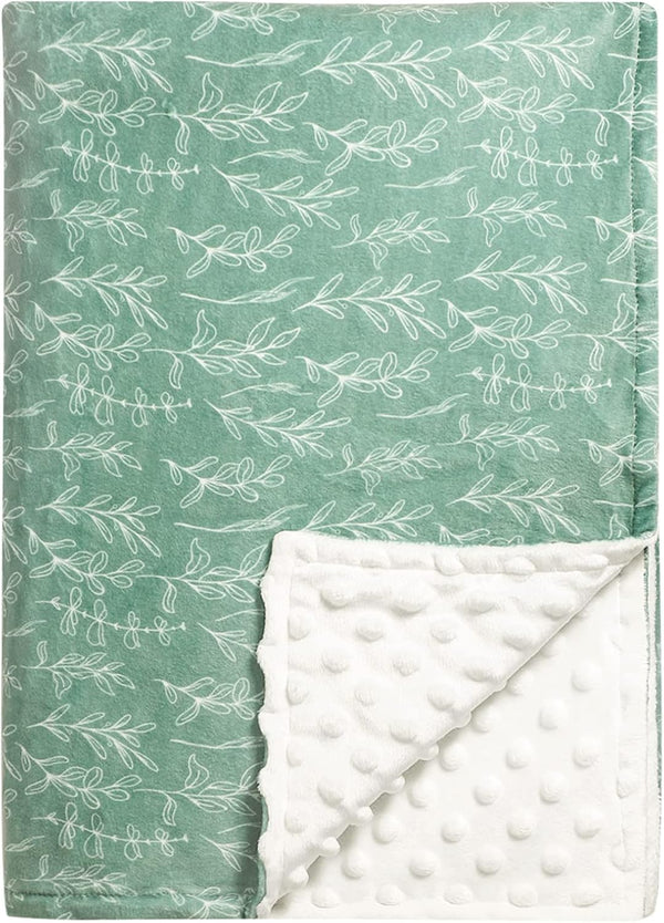Green Sage Baby Blankets, Sage Toddler Blanket for Boys Girls, Dotted Backing,