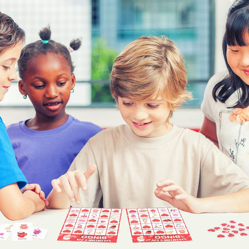 Valentine's Day Bingo Game Card for Kids/Adults - 32 Players, Perfect for Family/School Classroom