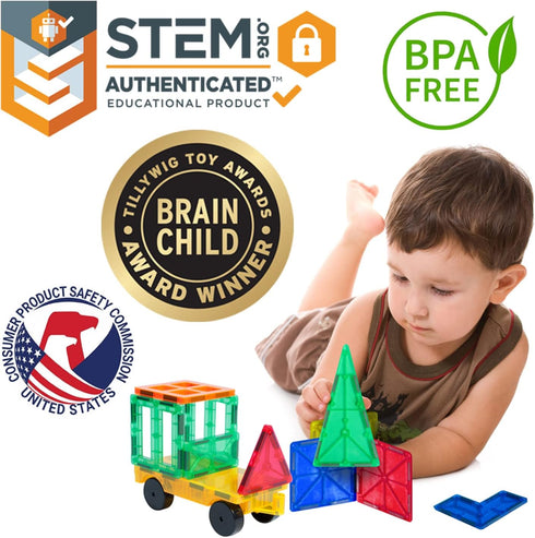 Tytan TILES 220-Piece SUPERSIZED Magnetic Tiles Building Set - 1000s of Creations, Kids’ STEM Toy, Architecture, Ages 3