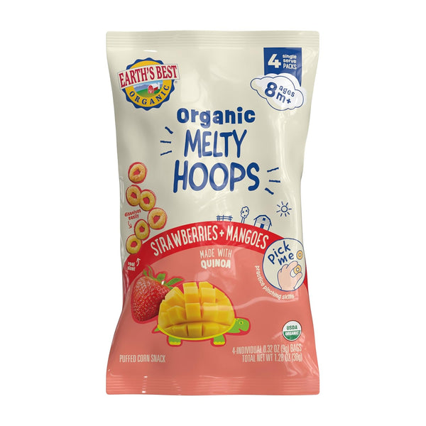 Earth's Best Organic Melty Hoops, Bite-Sized Snacks for Babies 8 Months and