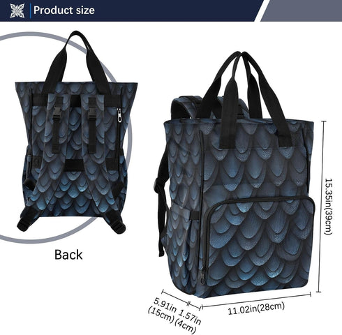 WELLDAY Backpack, Diaper Bag Dragon Scales Baby Diaper Bag - Waterproof Multifunction Travel Diaper Bag with Pacifier