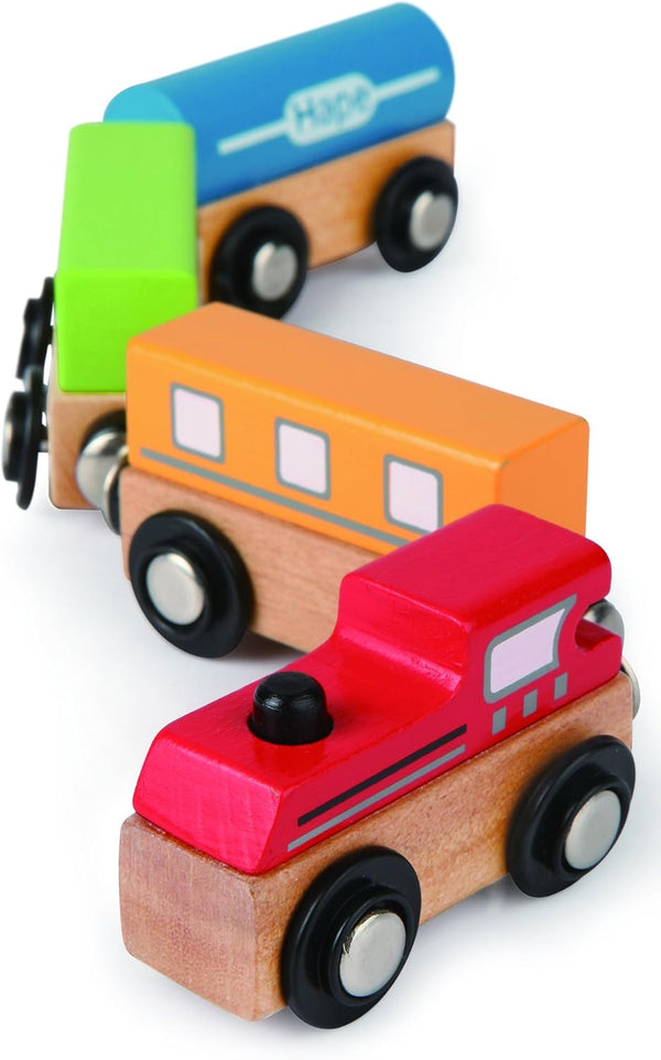 Hape Qubes Classic Wooden Magnetic Train Set