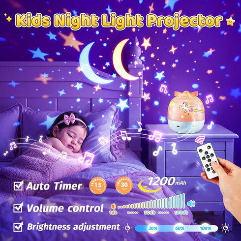 15 Films+15 360 PIKOY Star Projector for Kids Gifts, Soothing Sounds Machine Baby Night Light Projector, Remote