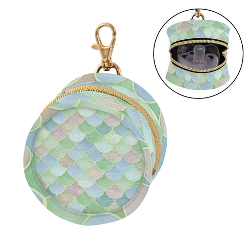 PYBUG Watercolor Scallop Round Pacifier Storage Case, Polyester & TPU Lined with Hook Buckle, Pacifier Container Box