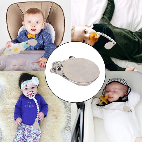 Clips,30pcs Round Pacifier Metal Round Pacifier Clips for Toddler Rust Prevention Electroplated Stainless Steel