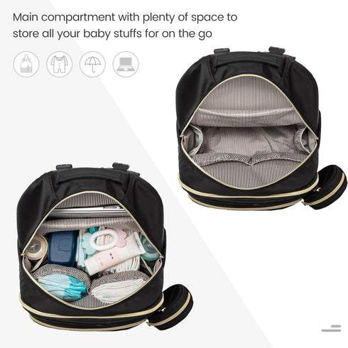 Backpack 2 Capacity,5PCS Set, LOVEVOOK Diaper Bag with Cubes, Quilted Baby Bag with Changing Pad & Pacifier Holder