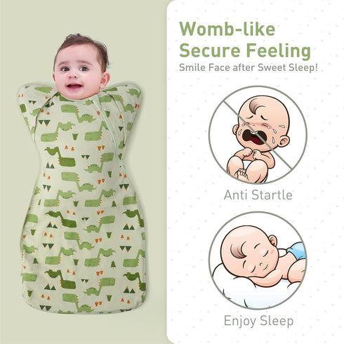 2 Packs 3-6 3-Way Premium Soft Cotton Swaddle Blanket Sleep Sacks Arms Up Design Months, Hands Up Transitions