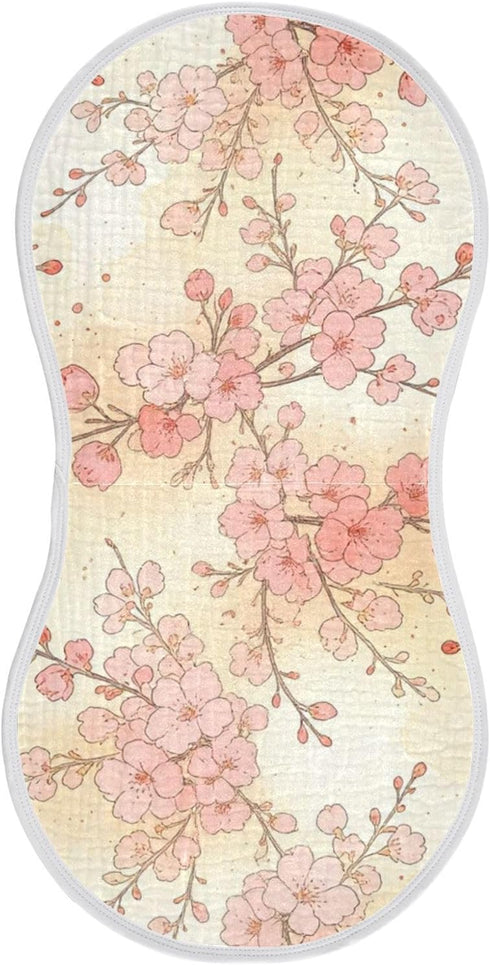 decor gift Cotton Burp Cloths Muslin Breathable Red Pink Flower Blooming wash Cloths for