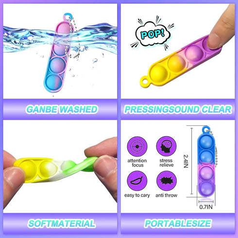 amicbng 260 Pack PCS Pop Keychain Bulk Party Favors,Fidget Toys for Kids Bulk Mini Pop Keychain Sensory Toys Stocking