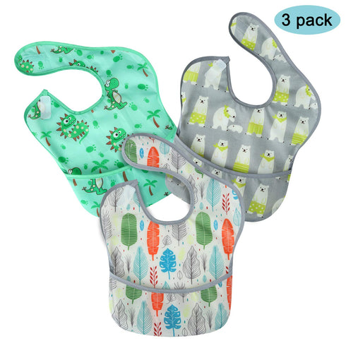 3 Pack 12-48 PandaEar Super Light Weight Baby Bib, Waterproof, Washable, Stain Oil and Odor Resistant Months