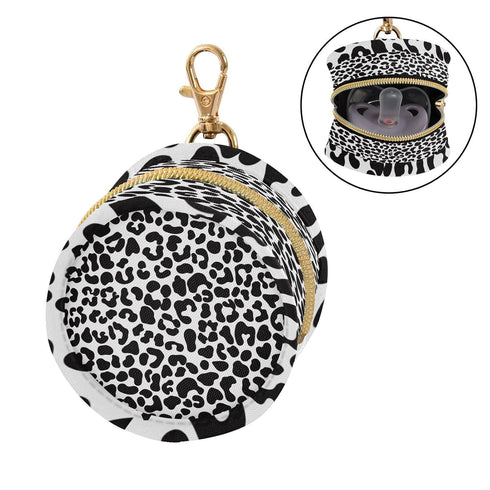 Pacifier Holder with Clip Pacifier Case for Diaper Bag Round Baby Pacifier Pouch Box Bag Portable Black Leopard Print