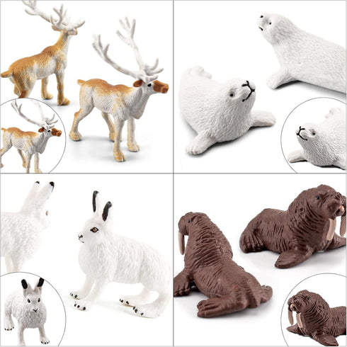 18PCS Arctic Animal Figures, Realistic Polar Animal Toys for Kids with Ocean Sea Animal Figurines