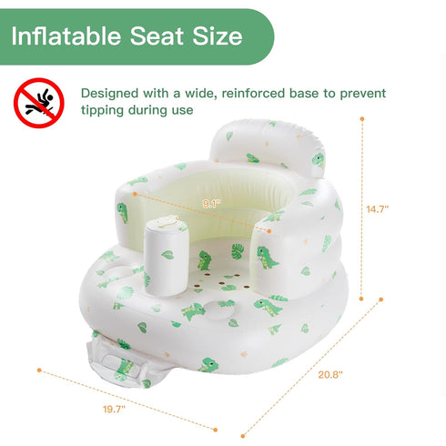 E1F1NN DOT 3-36 Inflatable Baby Seat for Babies Months, Blow Up Floor Chair with Built-in Air Pump & Spine Support