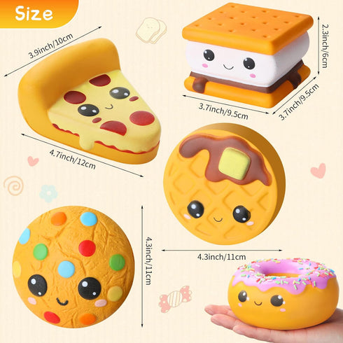 8 Zhanmai Pcs Slow Rising Toys Food Foam Stress Toys in Hot Dog Cake Bread Smore Pizza Biscuit Donut for Teens Adults