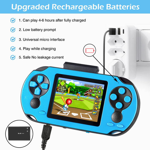 16 Bit Handheld Game Console for Kids and Adults, 3.0'' Screen with 230 HD Classic Retro Video Games, USB Rechargeable