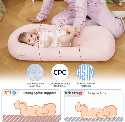 Lucakuins 0-24 Infant Support Cushion, Months Newborn Baby Support Cushion with Cover, Portable Playing Time Mat