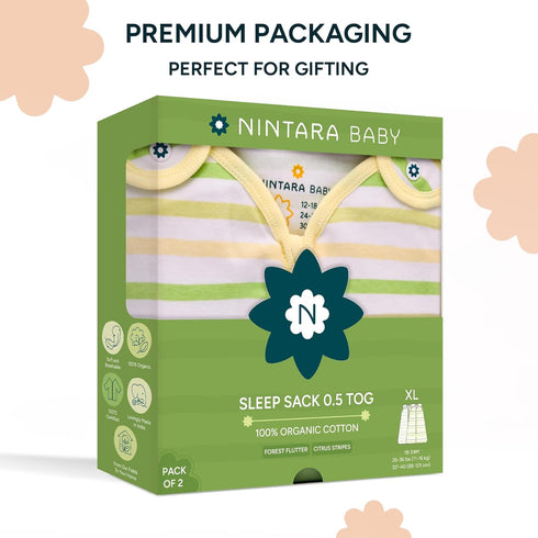 0.5 (18-24 Pack 2. TOG Sleep Sack - Premium Organic Cotton, Lightweight Wearable Blanket for Newborns, Infants