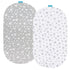 Bassinet Sheets Universal Fit for Oval, Hourglass, Rectangle Bassinet Mattress, 2 Pack 100% Cotton Fitted Sheets