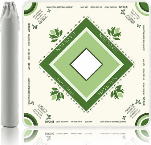Gedgan Mahjong Mat with Lotus & Butterfly Artwork - 32.4x32.4 Inch Hand-Painted Style