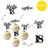 24 PCS 18th Birthday Cupcake Toppers, Sweet 18 Hello 18 Eighteen Cake Decorations Supplies (Black)