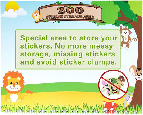 Giggles & Pebbles Educational Magic Sticker Pad Book for Kids, Reusable Non-Adhesive Stickers with Farm, Zoo, Ocean