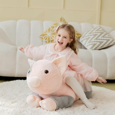 IKASA Giant Fragrant Pig Stuffed Animal Plush Toy, 30" Jumbo Soft Toy, Cute Fluffy Oversized Plushie for Kids