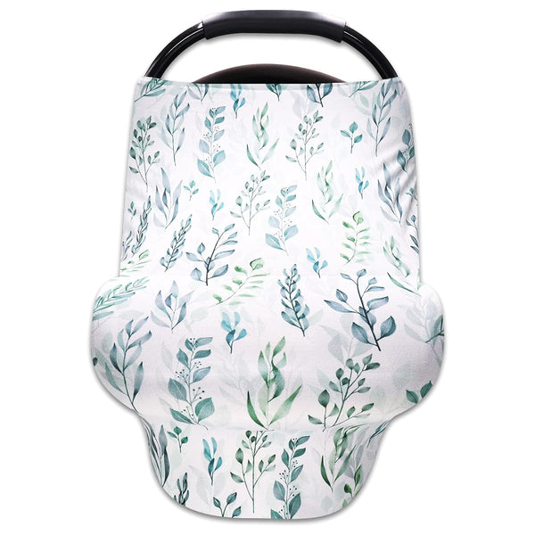 DILIMI Baby Car Seat Cover Green Leaf, Breastfeeding Cover Soft Breathable Infant