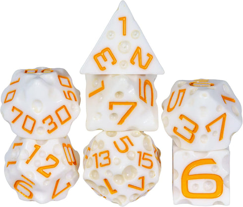 Cheese Dice DND Dice Set - 7PCS White Polyhedral Dice for Dungeons and Dragons Tabletop Role Playing Games
