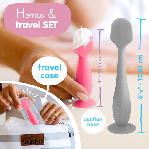 Bumco Baby Bum Brush + Mini Diaper Cream Spatula with Case - BPA-Free Butt Spatula Baby, Soft Diaper Spatula, Baby