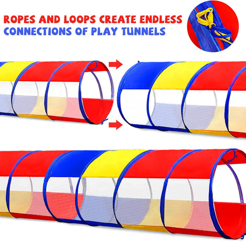 Kids Play Tunnel for Toddlers 1-3, 6 Foot Pop Up Crawling Toy with 2 Mesh Sides, Indoor Outdoor Gift for Children
