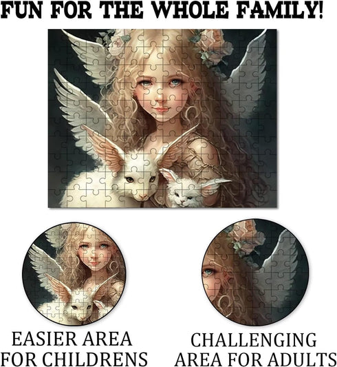 Hothostl 1000 Package Framable Piece Classic Jigsaw Puzzle - White Owl Luxurious Wood Rounded Corner Puzzle - Beautiful