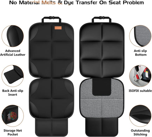 SMART ELF Non-Slip Backing Backseat Car Organizer Kick Mat with Storage Pockets, Large Waterproof Baby Car Seat