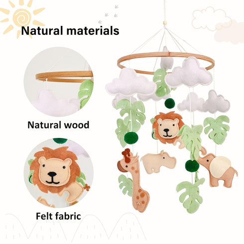 Pack Safari Baby Mobile, Jungle Mobile for Crib, Crib Mobile for Boys and Girls, Nursery Mobile for Bassinet